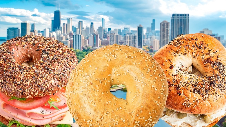 bagels with Chicago backdrop