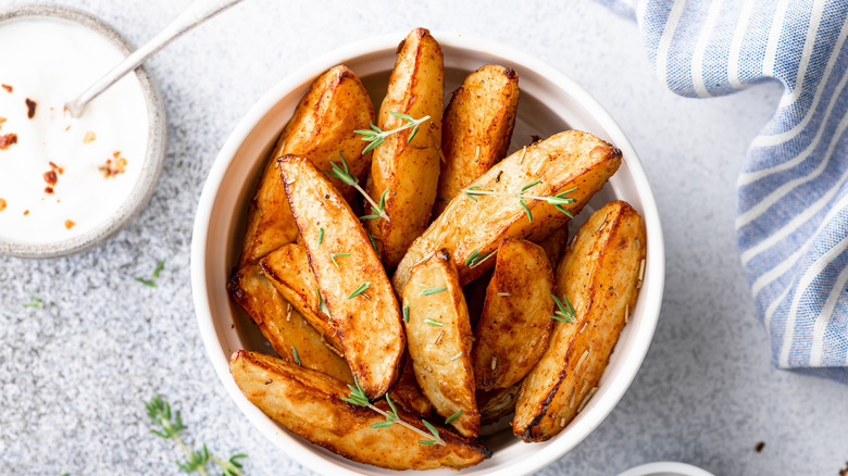 Potato wedges in a bowl
