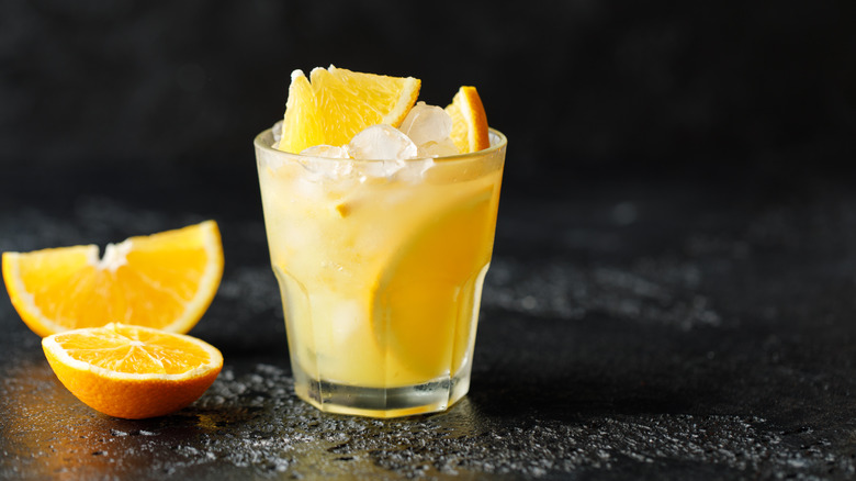 Screwdriver cocktail with orange garnish