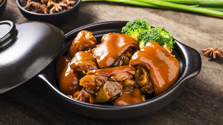 A plate of braised pork feet