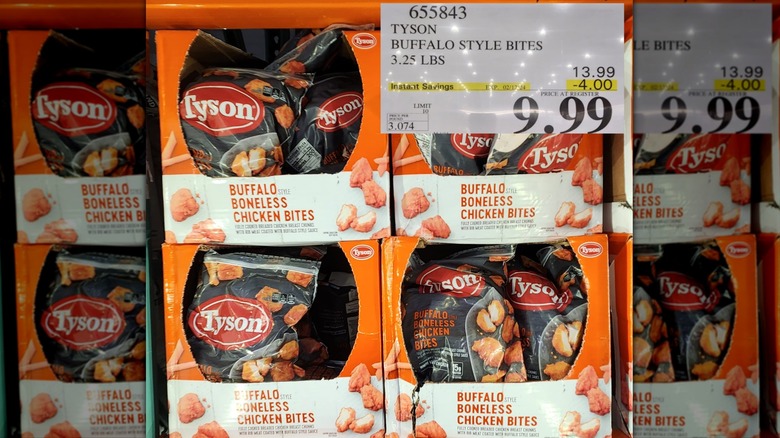 Tyson Buffalo Style Boneless Chicken Bites on display at Costco