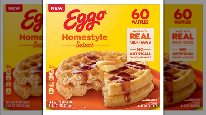 A box of Eggo Homestyle Waffles