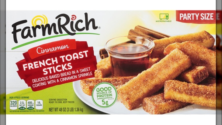 A box of Farm Rich Cinnamon French Toast Sticks
