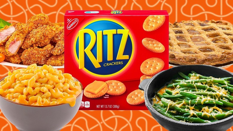 Ritz crackers surrounded by food