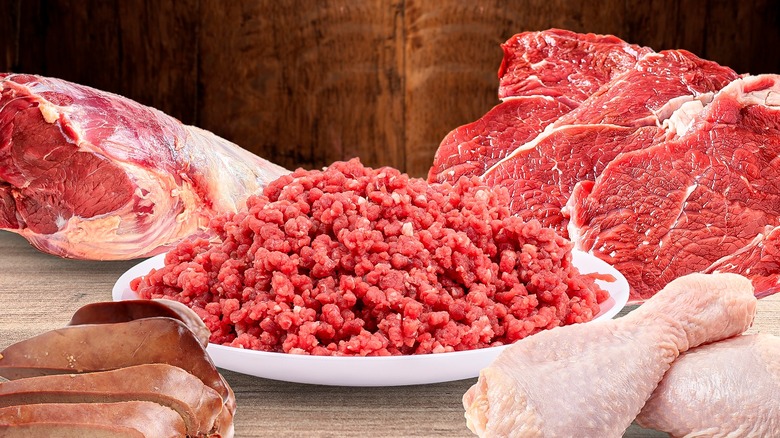 raw meat cuts whole ground