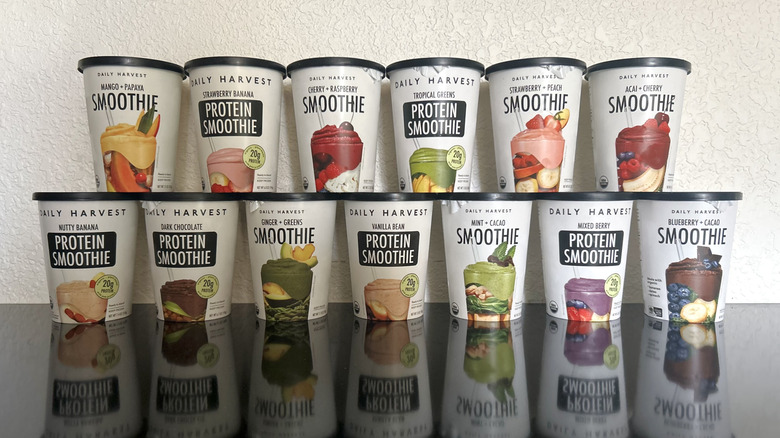 Thirteen flavors of Daily Harvest smoothies