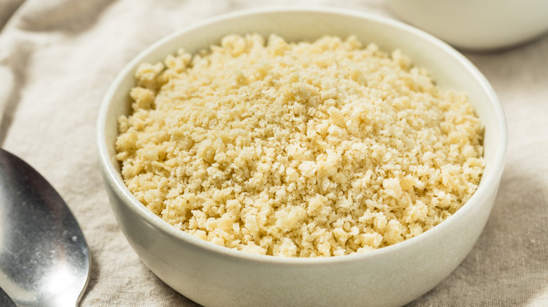 Panko bread crumbs in a white bowl