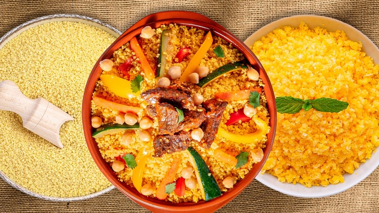 Raw, Moroccan, and Brazilian couscous