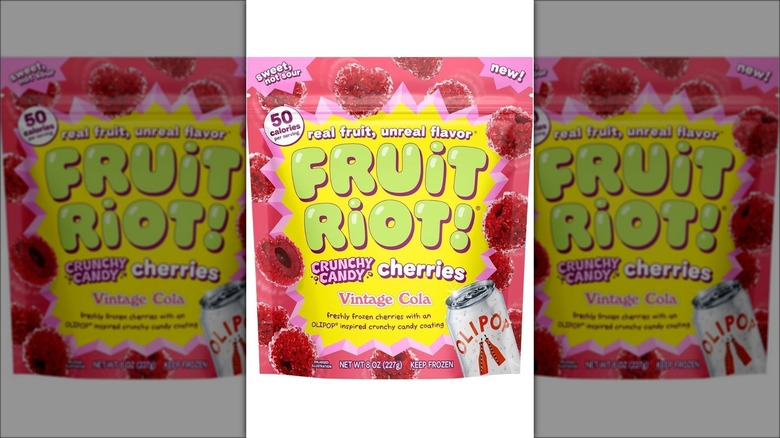 Box of Fruit Riot crunchy candy cherries vintage cola