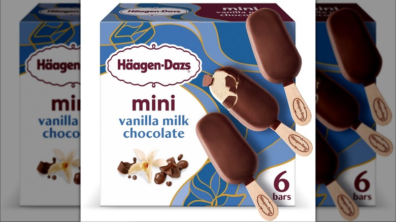 Box of Häagen-Dazs mini vanilla milk chocolate frozen desserts