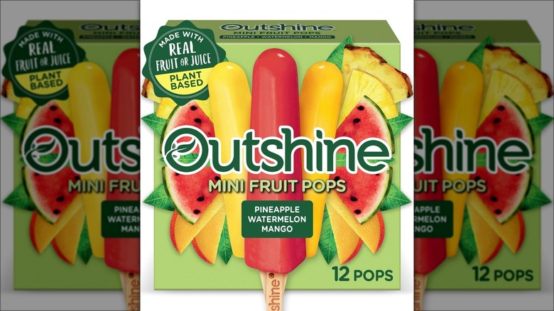 Box of Outshine mini fruit pops pineapple watermelon mango