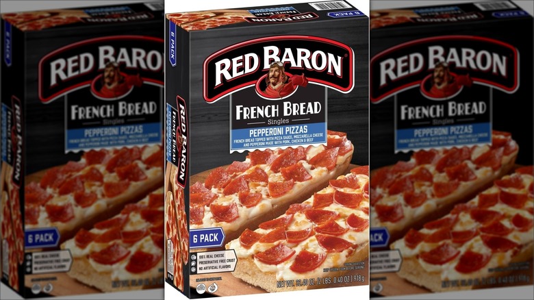 Box of Red Baron pepperoni French bread pizza