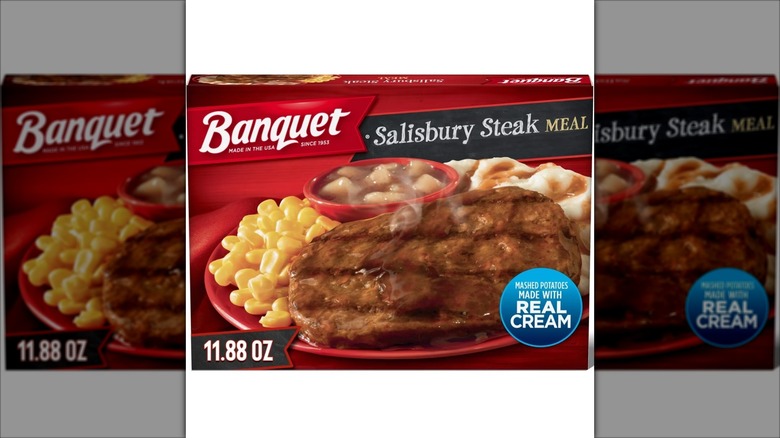Box of Banquet salisbury steak meal