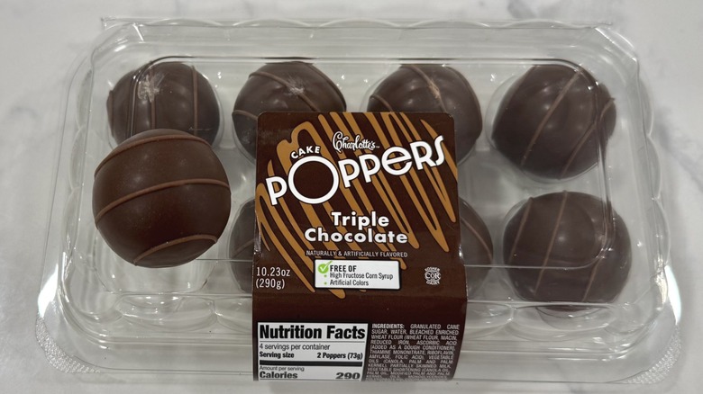 Meijer Triple Chocolate Cake Poppers in packaging.