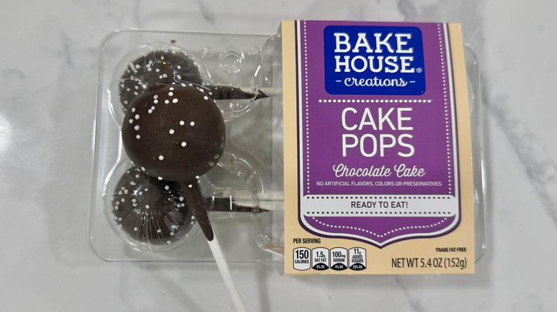 Aldi Bakehouse chocolate cake pops in packaging.