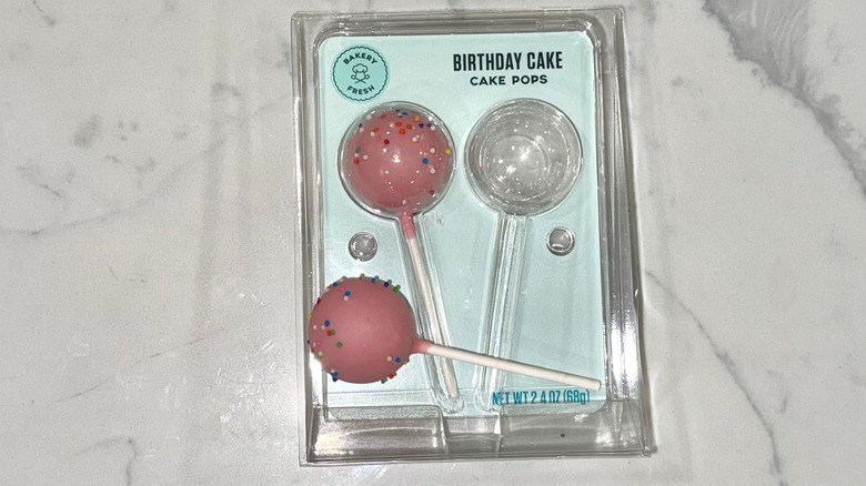 Kroger birthday cake pops in packaging.