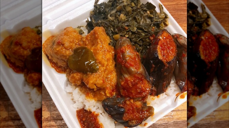 Indonesian food in a take-out container