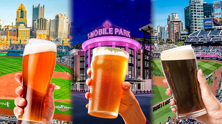 Collage of ballparks and beers