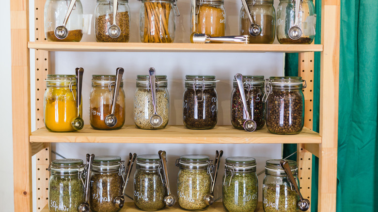 Close up of spice cabinet