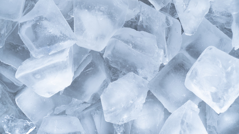 Background with ice cubes close up