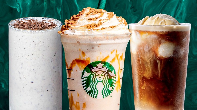 Various Starbucks coffee drinks