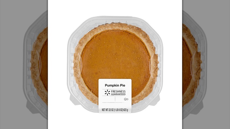 A Walmart Pumpkin pie on a white background
