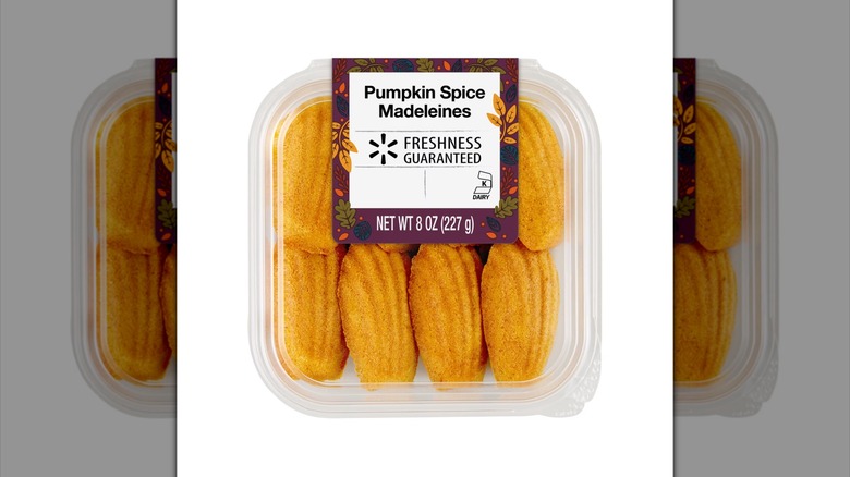 A package of Freshness Guaranteed Harvest Pumpkin Spice Madeleines against a white backdrop
