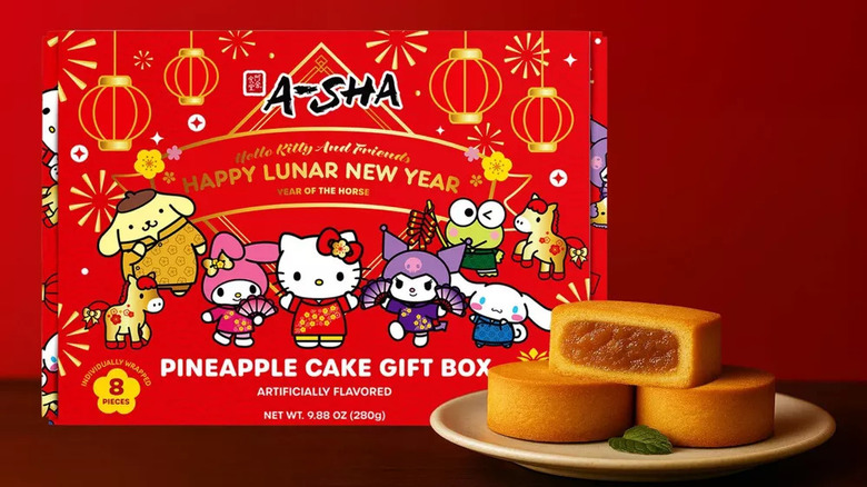 Pineapple cakes and red gift box