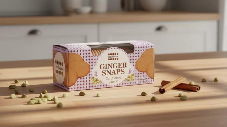 Box of gingersnaps with cinnamon and cardamom