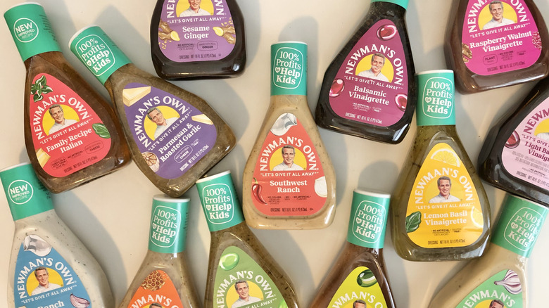13 different Newman's Own salad dressings.