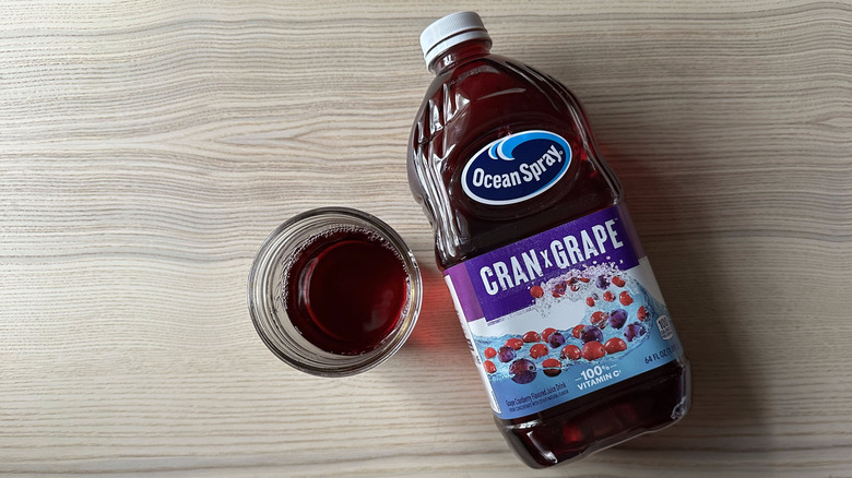 Ocean Spray Cran x Grape juice on wooden table