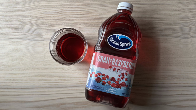 Ocean Spray Cran x Raspberry juice on wooden table