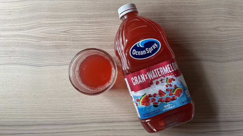 Ocean Spray Cran x Watermelon juice on wooden table