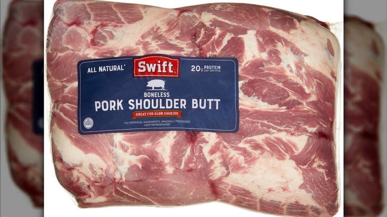 Pork Shoulder Butt in packaging on white background