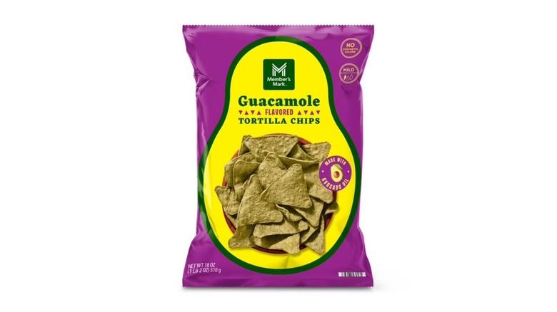 Member's Mark Guacamole Flavored Tortilla Chips on a white background