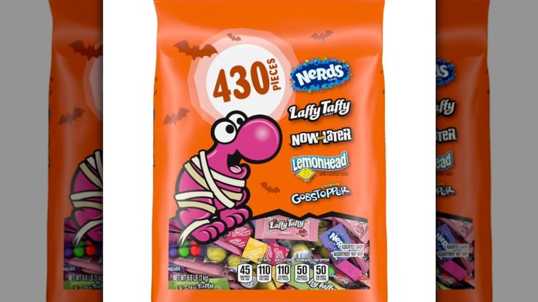 A Nerds Variety Pack with 430 pieces of Halloween candy