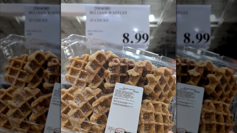 Close-up of ten Costco Bakery Belgian Waffles