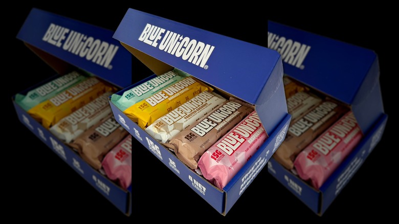 A box of Blue Unicorn bars