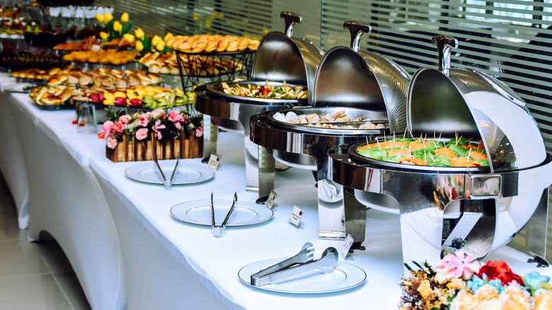 buffet with a variety of food
