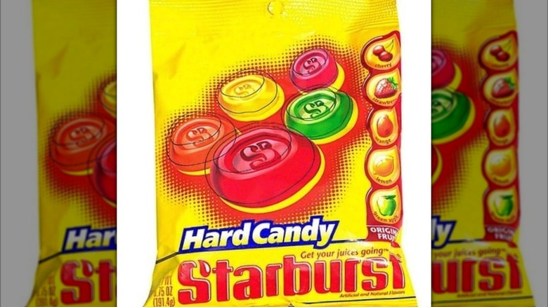 packaging for Starburst hard candy on white background