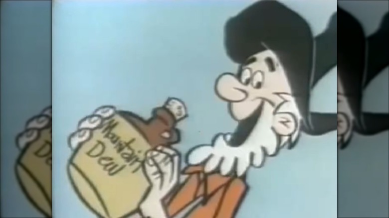 Willy the Hillbilly with jug of Mountain Dew screen grab from commercial