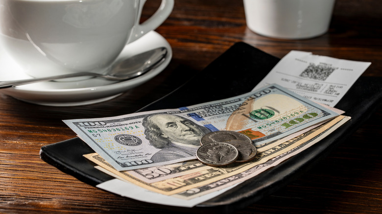 Customer leaves a big tip at restaurant