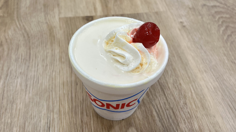 Sonic Caramel Classic Shake in to-go cup.