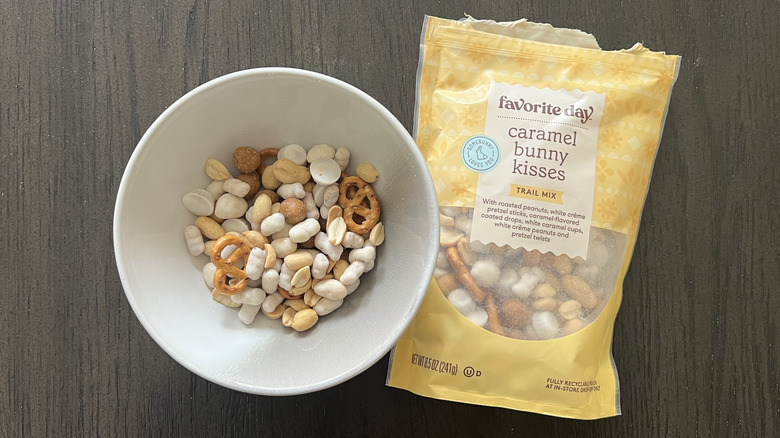 Favorite Day Caramel Bunny Kisses Trail Mix in a bowl.