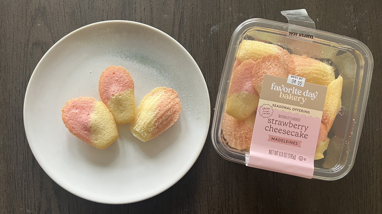 Favorite Day Bakery Strawberry Cheesecake Madeleines on a plate.