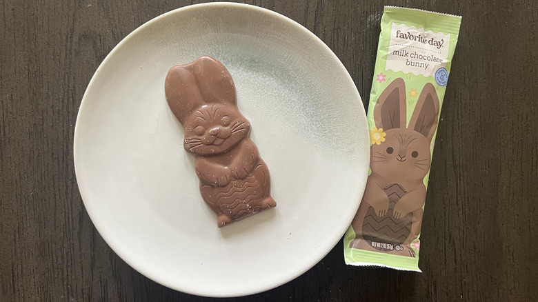 Favorite Day milk chocolate bunny on a plate.