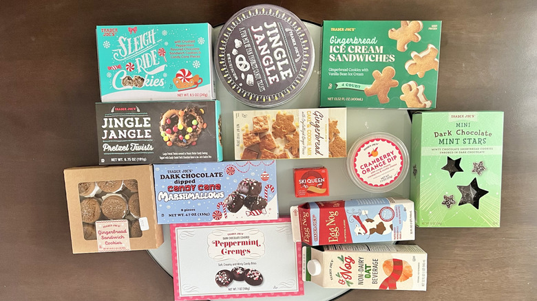 Various Trader Joe's seasonal items on table