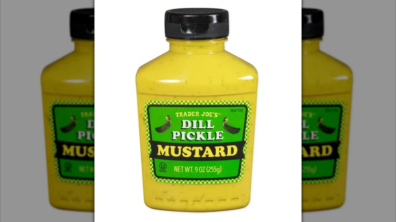 Squeeze bottle of Trader Joe's Dill Pickle Mustard