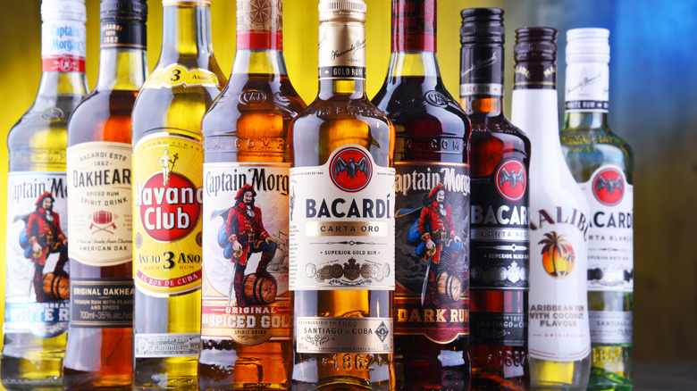Bottles of best-selling rum brands 