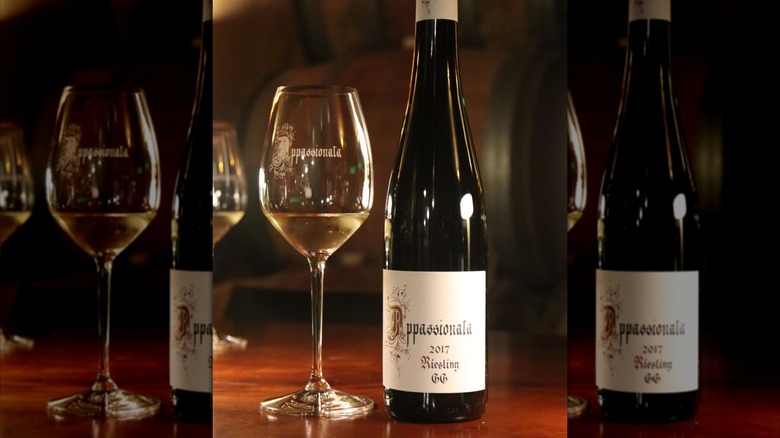 bottle and glass of white wine